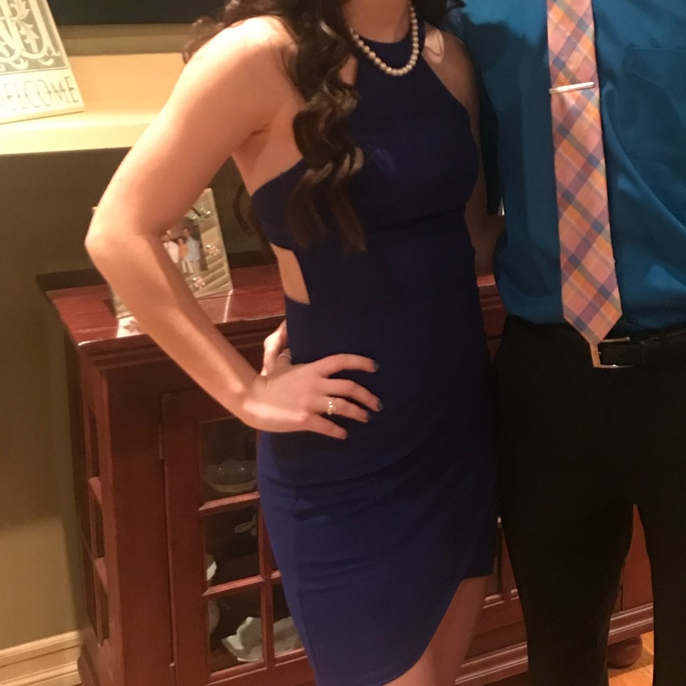 Blue Backless BodyCon Dress